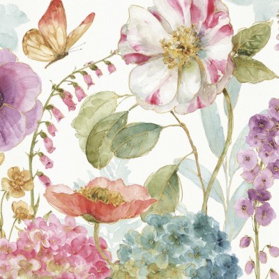 Tapet floral Garden Delight 2 cu flori delicate și accente de aur