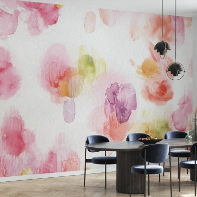 Tapet Watercolor Petals, cu design minimalist inspirat de pictura in acuarelă