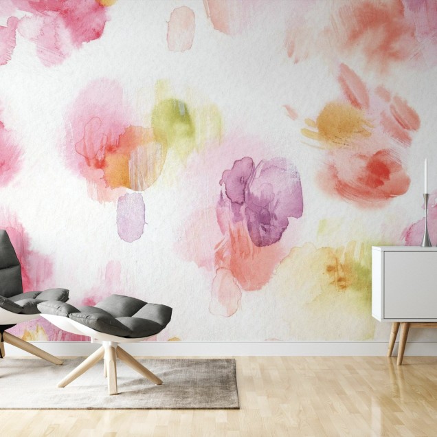 Tapet Watercolor Petals, cu design minimalist inspirat de pictura in acuarelă