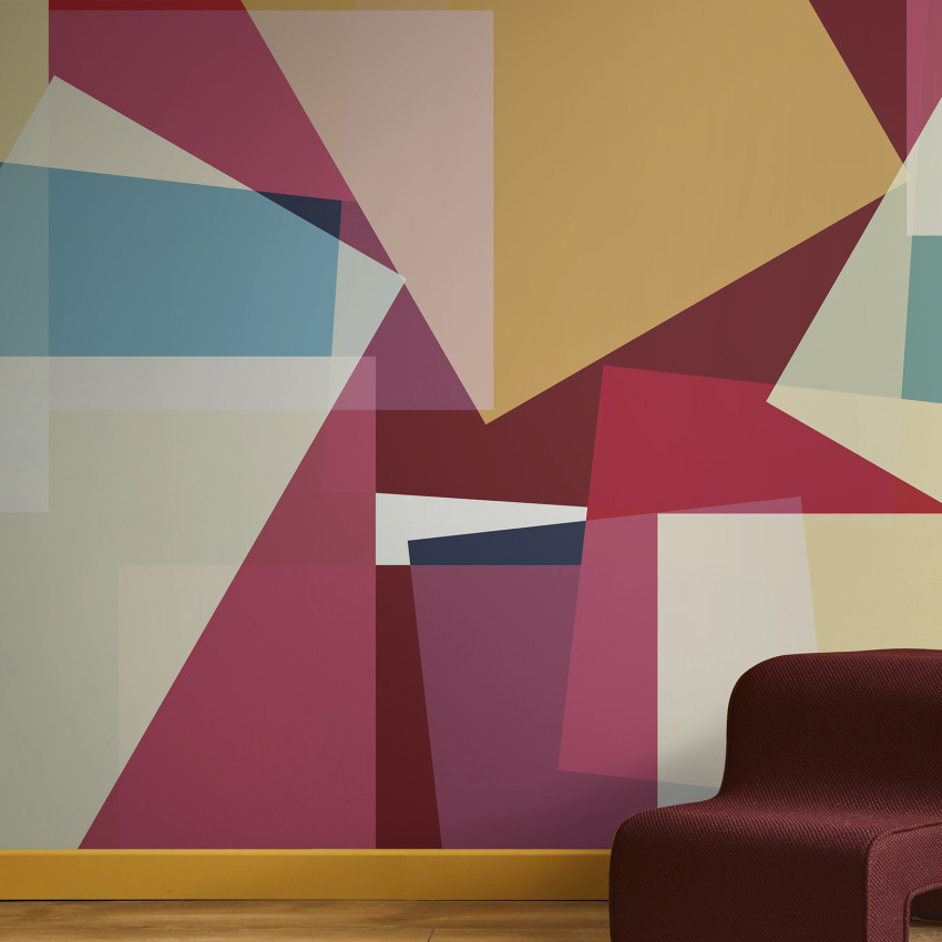 Tapet geometric modern roz pudrat, Block Powder, cu un design modern si elegant, ideal pentru a crea o atmosfera caldă și primitoare in living, dormitor sau birou.