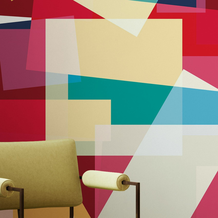 Tapet geometric modern roz pudrat, Block Powder, cu un design modern si elegant, ideal pentru a crea o atmosfera caldă și primitoare in living, dormitor sau birou.