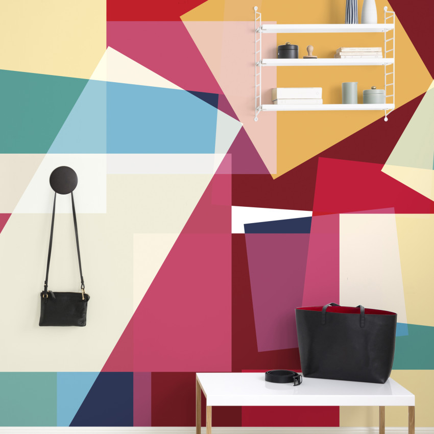 Tapet geometric modern roz pudrat, Block Powder, cu un design modern si elegant, ideal pentru a crea o atmosfera caldă și primitoare in living, dormitor sau birou.