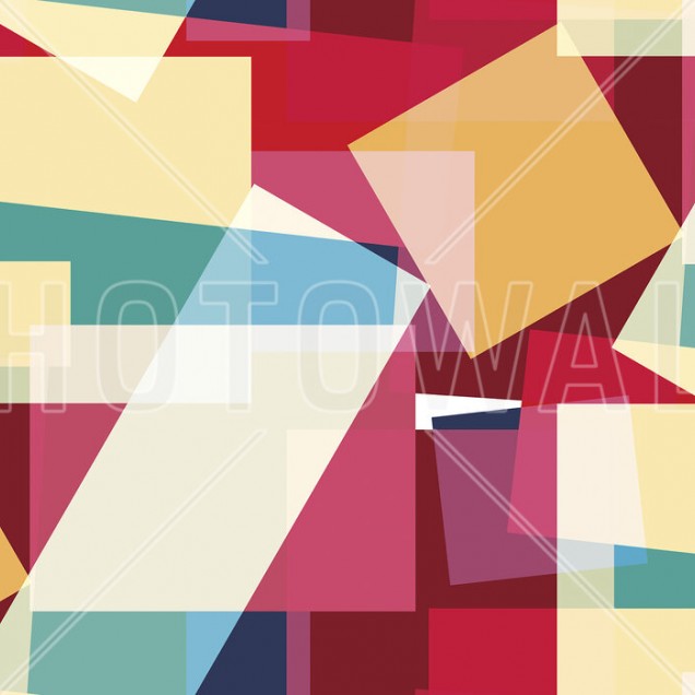 Tapet geometric modern cu forme suprapuse in culori vibrante