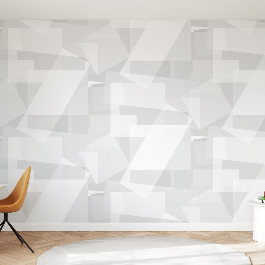 Tapet abstract geometric, culori vibrante, albastru, galben, roz, rosu.
