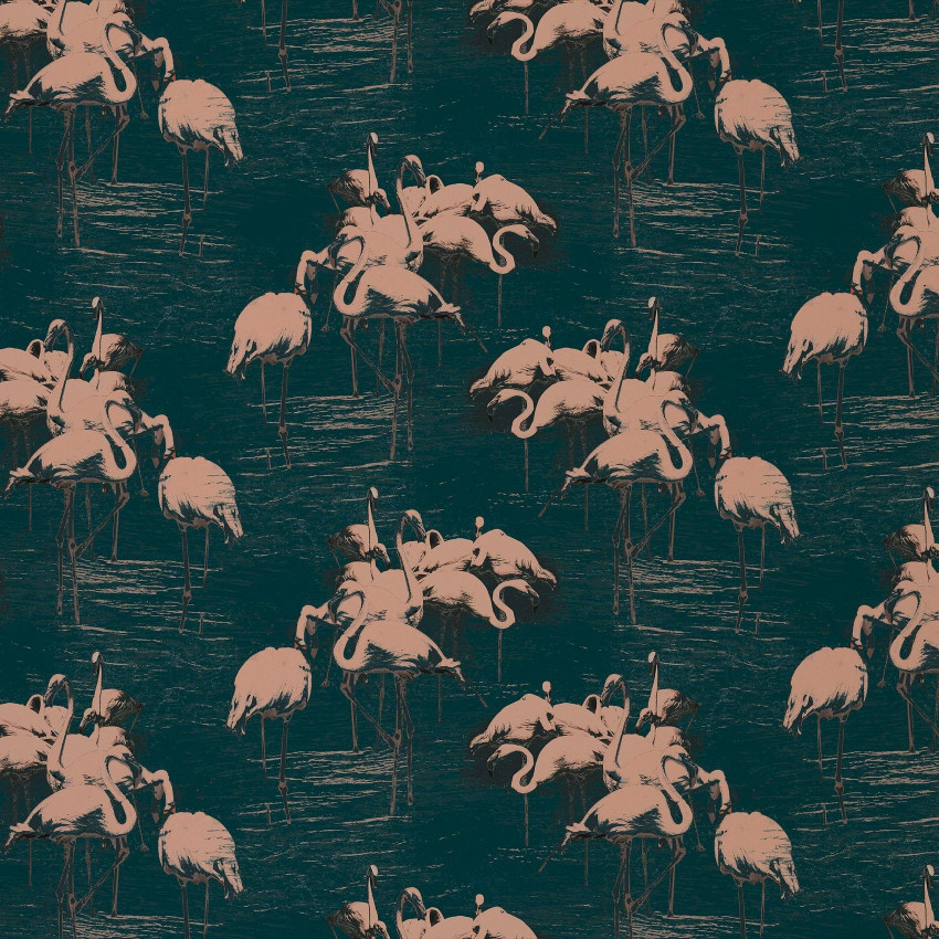 Flamingo White tapet cu flamingo albi pe un fundal albastru