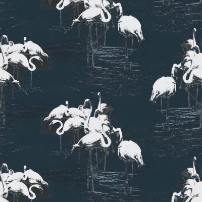 Flamingo White tapet cu flamingo albi pe un fundal albastru