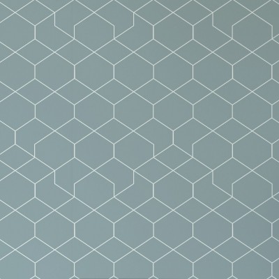Tapet geometric Honeycomb Blue în albastru pastel cu hexagonuri subtile, ideal pentru living, dormitor, birou sau bucătărie.