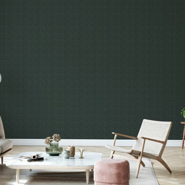 Wallpaper Linen Dark Green