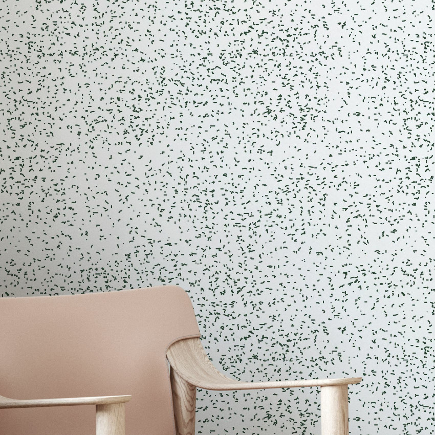 Tapet cu design minimalist Speckle Black, cu mici puncte negre pe un fond alb