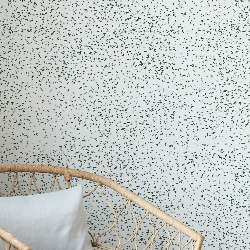 Tapet cu design minimalist Speckle Black, cu mici puncte negre pe un fond alb