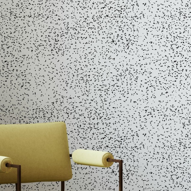 Tapet cu design minimalist Speckle Black, cu mici puncte negre pe un fond alb