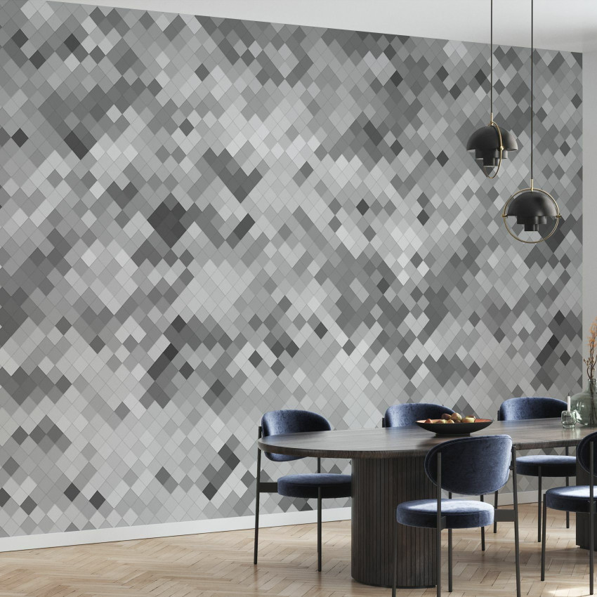 Tapet cu model geometric de diamant în culori delicate de albastru, verde și roz.