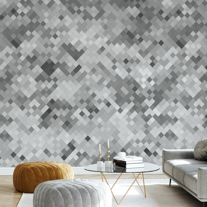 Tapet cu model geometric de diamant în culori delicate de albastru, verde și roz.
