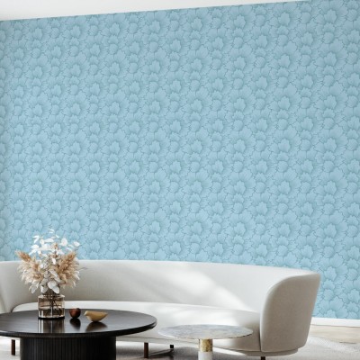 Tapet floral cu flori mari, albastru deschis, pentru un decor elegant si rafinat.