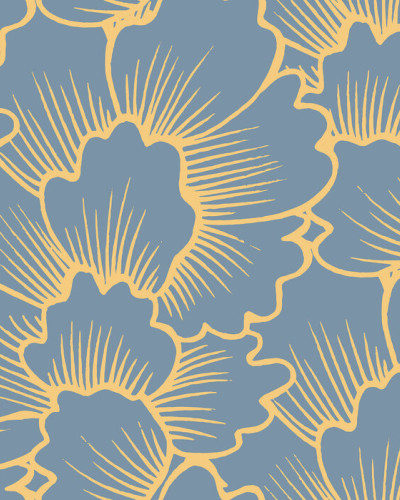 Mostly Coral Yellow on Blue, Photowall