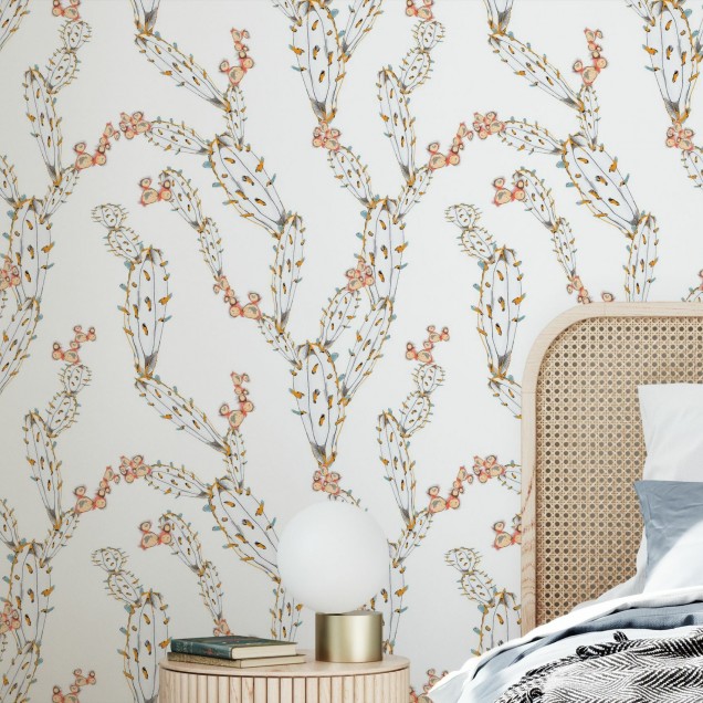 Tapet cu model de cactus minimalist. Designul elegant și minimalist îl face perfect pentru a crea o atmosferă relaxantă și modernă.