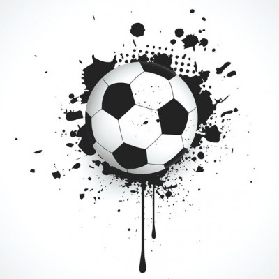 Fototapet cu minge de fotbal spargand un perete