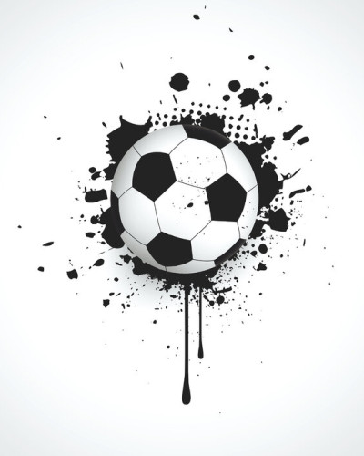 Fototapet cu minge de fotbal spargand un perete