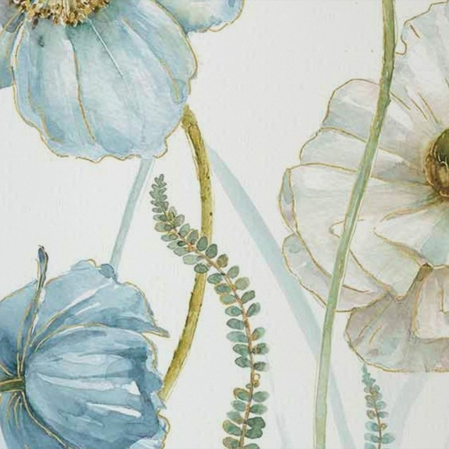 Tapet cu flori delicate, pictate cu acuarele, in culori pastelate, perfect pentru dormitor.