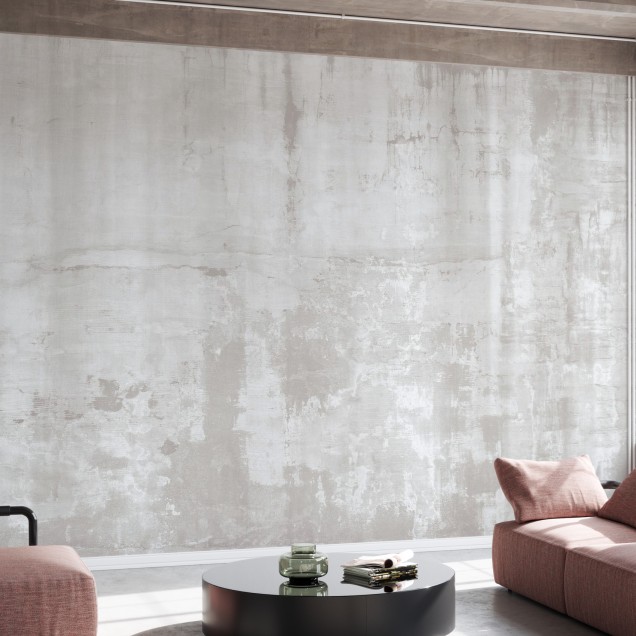 Tapet cu aspect industrial modern, Weathered Concrete Wall, Light, cu textura autentică a betonului uzat, perfect pentru living, dormitor.