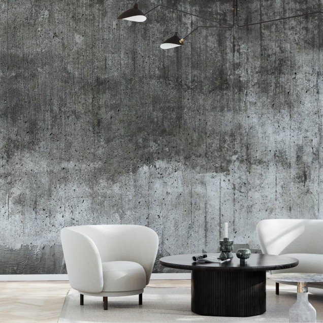 Tapet cu aspect de beton brut, cu o textura unica si o culoare gri deschisa.
