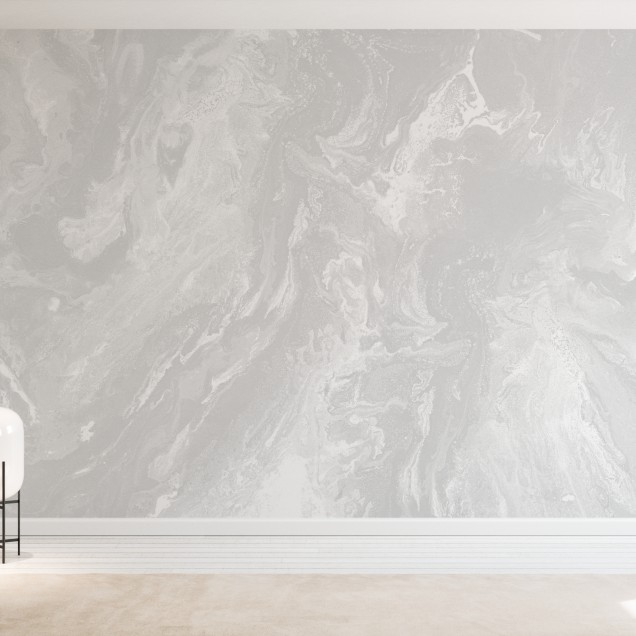Tapet Brume, Silver Dust, cu design abstract în nuanțe de gri și argintiu, perfect pentru living, dormitor sau hol.