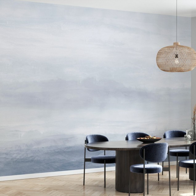 Tapet modern cu design minimalist in nuante delicate de albastru si gri. Se potriveste perfect pentru un living, dormitor sau birou.