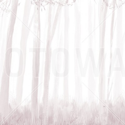 Trees, Pink, Photowall, tapet cu design minimalist cu o pădure estompată în nuanțe de roz pal, perfect pentru dormitorul copiilor