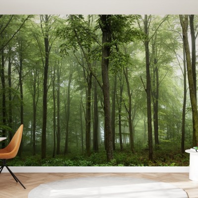 Tapet cu design de pădure verde
