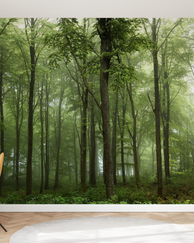 Tapet cu design de pădure verde