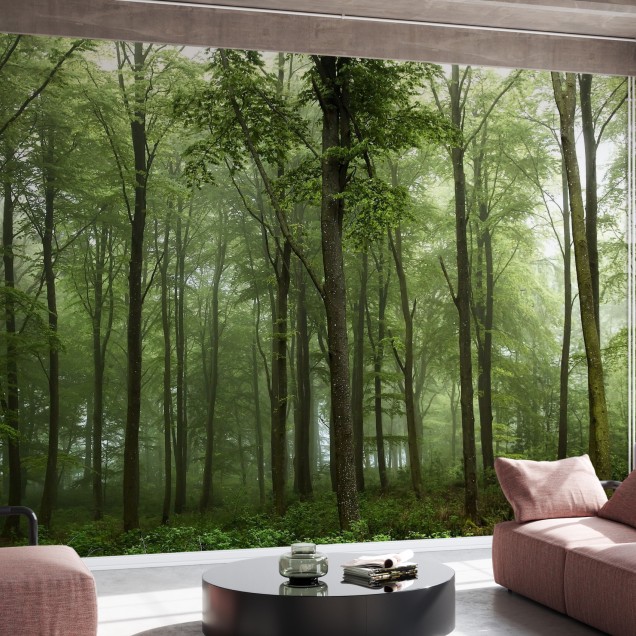 Tapet cu design de pădure verde