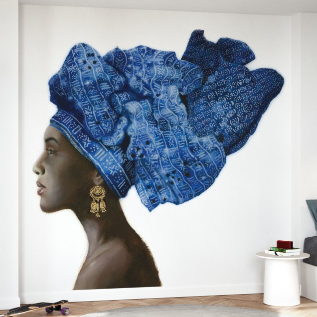 Tapet modern cu design minimalist, reprezentând o femeie cu o turbană tradițională, care adaugă un strop de eleganță și rafinament spațiului.