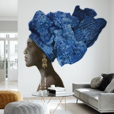 Tapet modern cu design minimalist, reprezentând o femeie cu o turbană tradițională, care adaugă un strop de eleganță și rafinament spațiului.