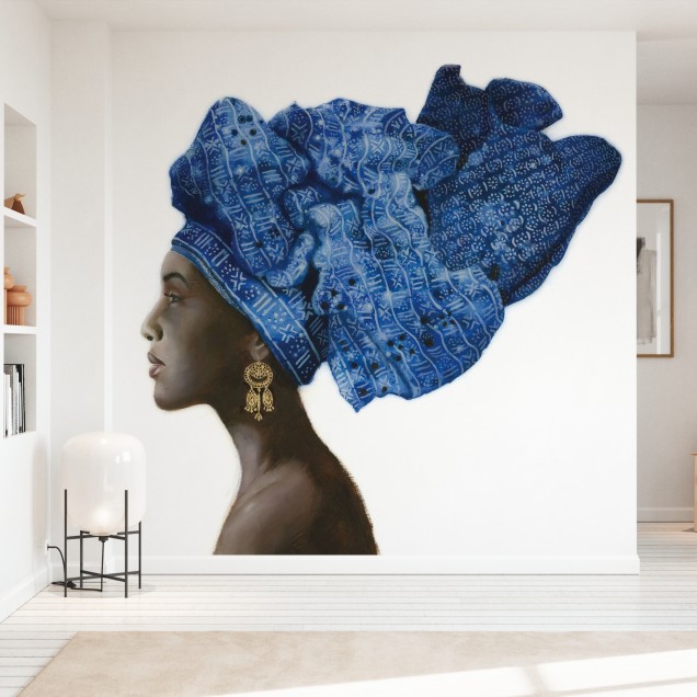 Tapet modern cu design minimalist, reprezentând o femeie cu o turbană tradițională, care adaugă un strop de eleganță și rafinament spațiului.