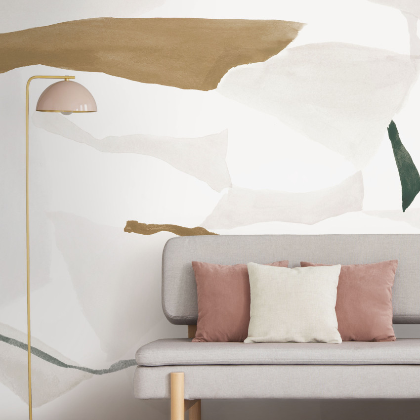 Tapet abstract cu nuanțe de bordo și roz pal, design minimalist, perfect pentru living, dormitor, hol sau birou.