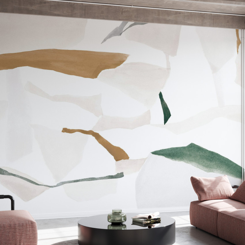 Tapet abstract cu nuanțe de bordo și roz pal, design minimalist, perfect pentru living, dormitor, hol sau birou.