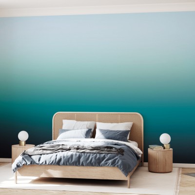 Tapet cu design modern, minimalist, cu un degradeu delicat de la albastru deschis la verde smarald.