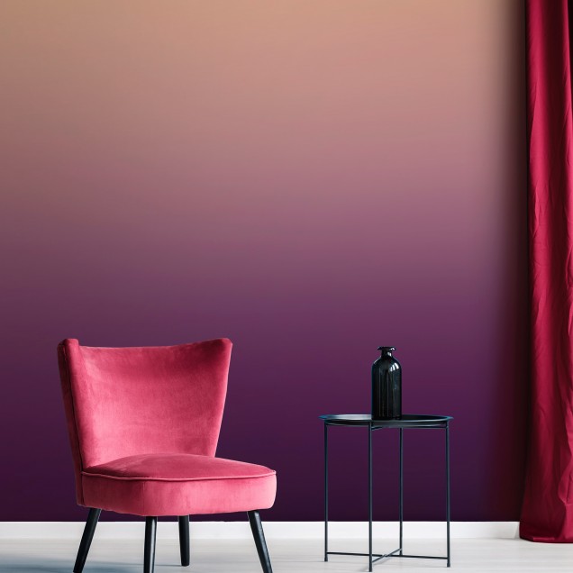 Tapet Miami Fairytale cu gradient subtil de culori calde, de la roz pal la mov intens.