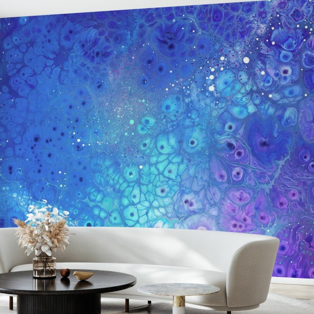 Tapet modern albastru, cu design abstract, perfect pentru camera de zi, dormitor sau living.