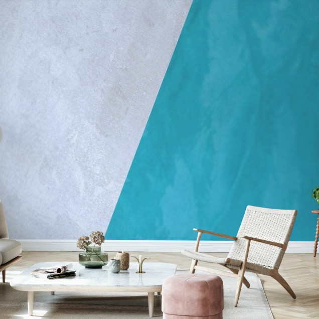 Tapet Poolside cu design minimalist, gri și turcoaz