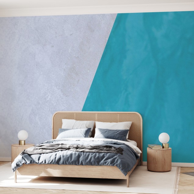 Tapet Poolside cu design minimalist, gri și turcoaz