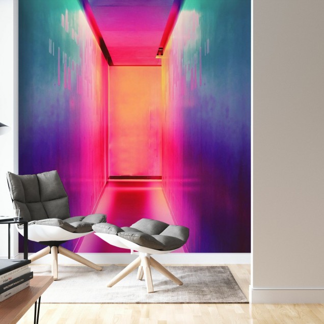 Tapet foto modern cu lumini neon, Bright Neon Lights.