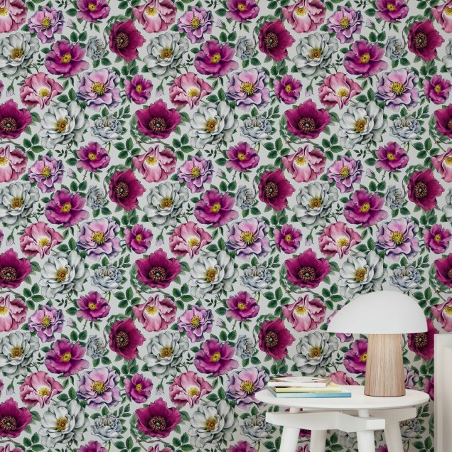 Fototapet cu flori roz si mov, Kerstin Bright Photowall