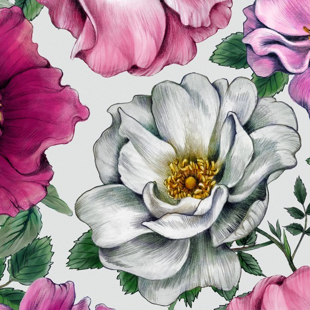 Fototapet cu flori roz si mov, Kerstin Bright Photowall