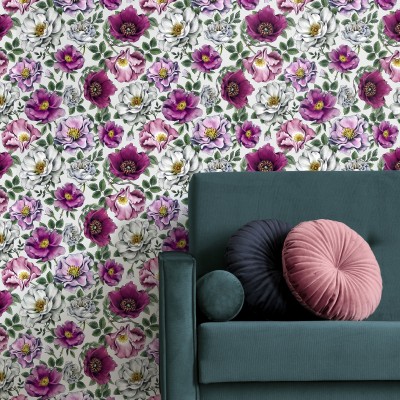Fototapet cu flori roz si mov, Kerstin Bright Photowall