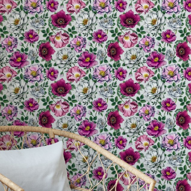 Fototapet cu flori roz si mov, Kerstin Bright Photowall