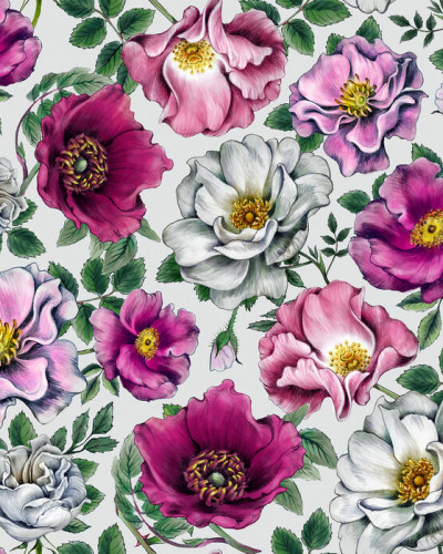Fototapet cu flori roz si mov, Kerstin Bright Photowall