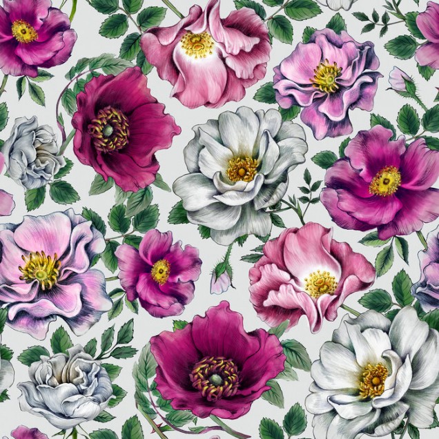 Fototapet cu flori roz si mov, Kerstin Bright Photowall