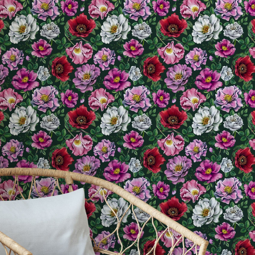 Fototapet cu flori roz si mov, Kerstin Bright Photowall