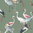 Long Necked Birds Harmony Green, Photowall